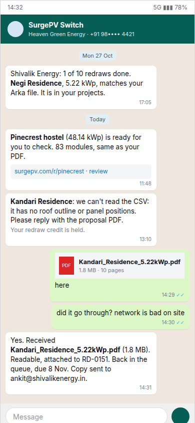 Phone: redraw status on WhatsApp