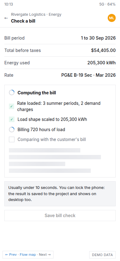 Phone: bill check computing